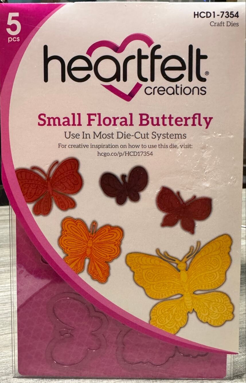 Heartfelt Creations Small Floral Butterfly Dies 5 Pc NEW Sealed Retired